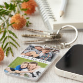 Moderne BESTE DAD OOIT 2 foto's gepersonaliseerd Sleutelhanger (Voorkant Rechts)