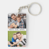 Moderne BESTE DAD OOIT 2 foto's gepersonaliseerd Sleutelhanger (achterkant)