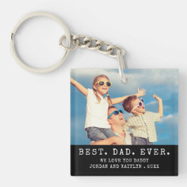 Moderne BESTE DAD OOIT 2 foto's gepersonaliseerd Sleutelhanger