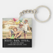 Moderne BESTE DAD OOIT 2 foto's gepersonaliseerd Sleutelhanger (Achterkant)