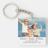 Moderne BESTE DAD OOIT 2 foto's gepersonaliseerd Sleutelhanger (Voorkant)