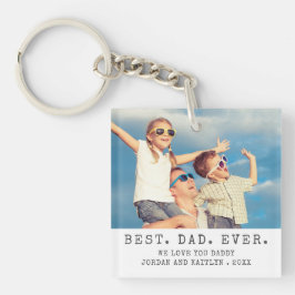 Moderne BESTE DAD OOIT 2 foto's gepersonaliseerd Sleutelhanger