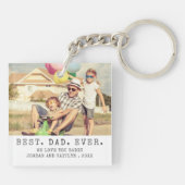 Moderne BESTE DAD OOIT 2 foto's gepersonaliseerd Sleutelhanger (Achterkant)