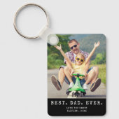 Moderne BESTE DAD OOIT 2 foto's gepersonaliseerd Sleutelhanger (Voorkant)