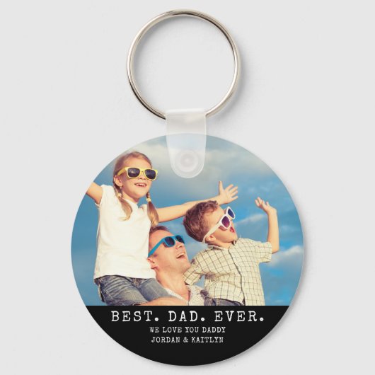 Moderne BESTE DAD OOIT 2Foto's Gepersonaliseerd Sleutelhanger (Achterkant)