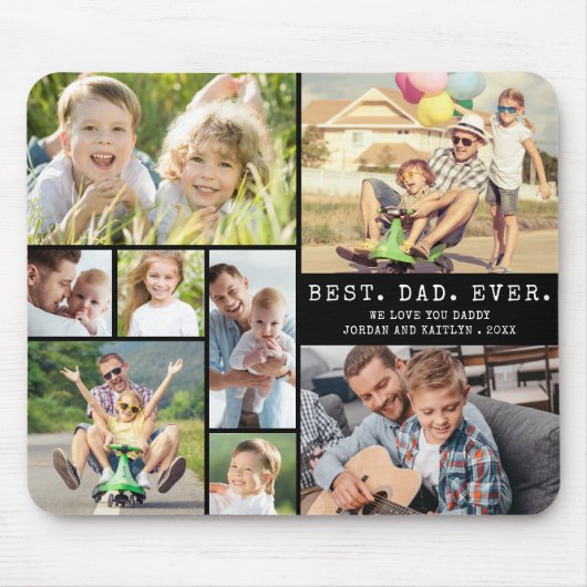 Moderne BESTE DAD OOIT 8 Fotocollage Muismat (Voorkant)