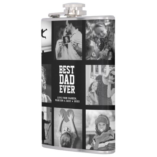 Moderne BESTE DAD OOIT Koel Unieke fotocollage Heupfles (Links)