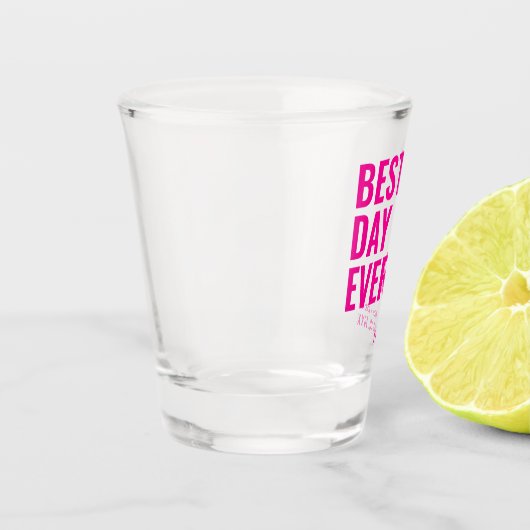 Moderne beste dag ooit bruiloft gunst shot glas (Links)