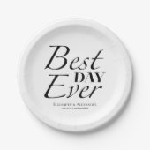 Moderne beste dag ooit | Zwart-wit bruiloft Papieren Bordje (Voorkant)