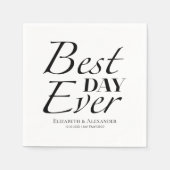 Moderne beste dag ooit | Zwart-wit bruiloft Servet (Voorkant)