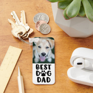 Moderne BESTE DOG DAD Paw Prins 2 Foto's Naam Sleutelhanger