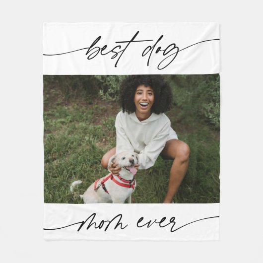 Moderne Beste Hond Mama Ooit Foto Handgeschreven S Fleece Deken (Voorkant)