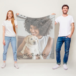 Moderne Beste Hond Mama Ooit Foto Witte Overlay Fleece Deken