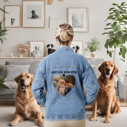Moderne Beste hond moeder ooit aangepaste hart fot Denim Jacket