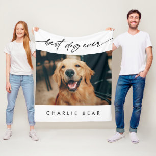 Moderne Beste Hond Ooit Foto Handgeschreven Script Fleece Deken