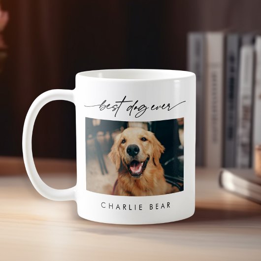 Moderne Beste Hond Ooit Foto Handgeschreven Script Koffiemok