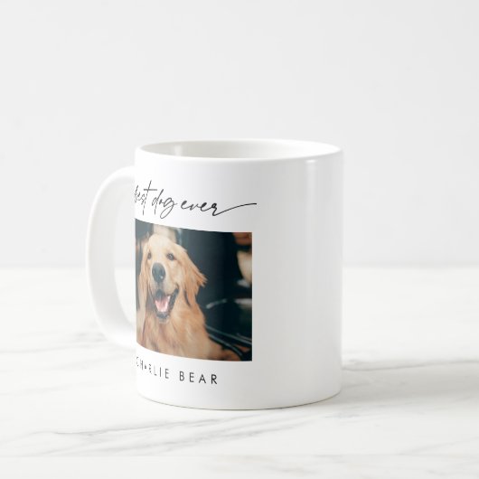Moderne Beste Hond Ooit Foto Handgeschreven Script Koffiemok (Voorkant links)