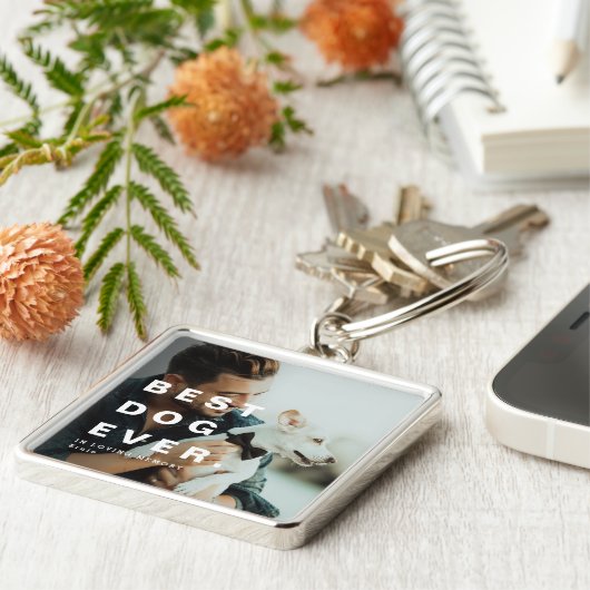 Moderne Beste Hond Ooit Foto Keepsake Sleutelhanger (Zijkant)