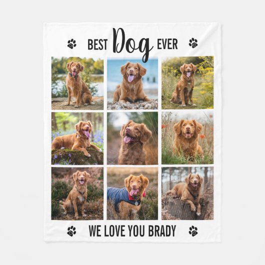 Moderne beste hond ooit White Photo Collage Fleece Deken (Voorkant)