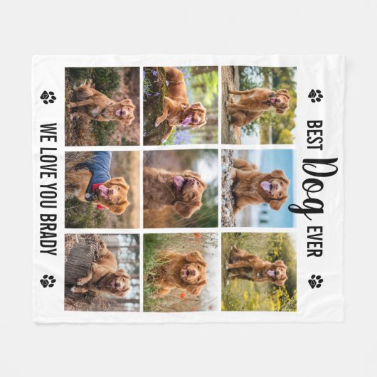 Moderne beste hond ooit White Photo Collage Fleece Deken (Voorkant (Horizontaal))