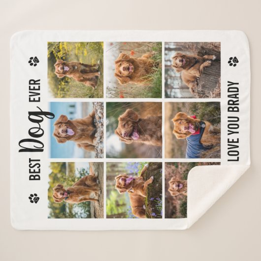 Moderne beste hond ooit White Photo Collage Sherpa Deken (Voorkant (horizontaal))