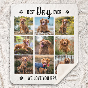 Moderne beste hond ooit White Photo Collage Sherpa Deken