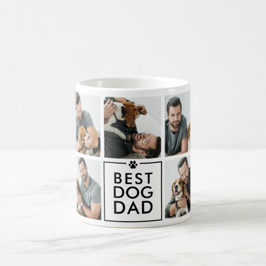 Moderne Beste Hond Papa 7-Foto Collage Koffiemok (Center)