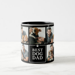 Moderne Beste Hond Papa 7-Foto Collage Tweekleurig Tweekleurige Koffiemok