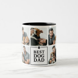 Moderne Beste Hond Papa 7-Foto Collage Tweekleurige Koffiemok
