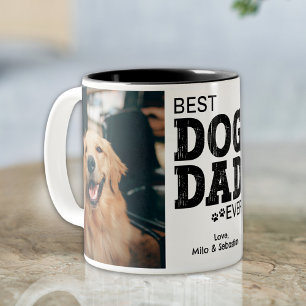 Moderne beste hond papa ooit aangepaste foto hond  tweekleurige koffiemok