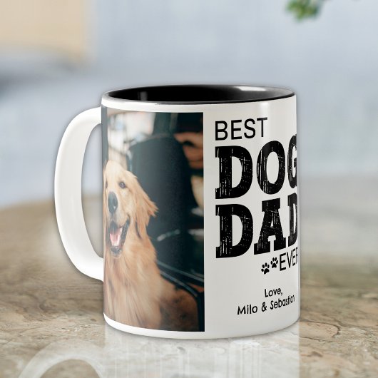 Moderne beste hond papa ooit aangepaste foto hond tweekleurige koffiemok