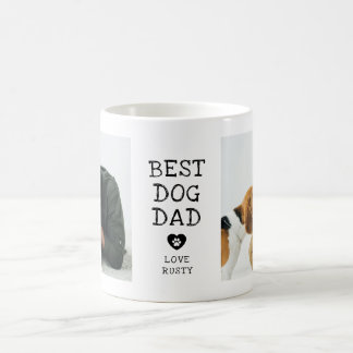 Moderne "Beste Hond Papa" Poot in Hart 2-Foto Koffiemok
