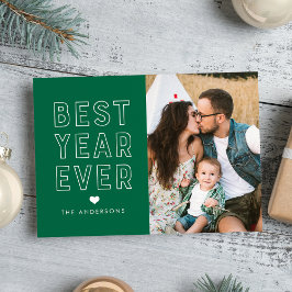 Moderne Beste Jaar Ooit Groene Foto Feestdagenkaart