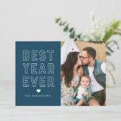 Moderne 'Beste Jaar Ooit' Navy Foto Feestdagenkaart (Staand voorkant)