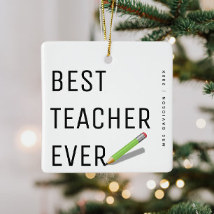 Moderne 'Beste leraar ooit' op maat gesneden Kerst Keramisch Ornament