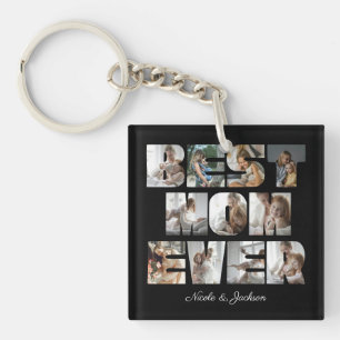 Moderne beste mam ooit 11 foto's collage zwart sleutelhanger