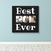 Moderne beste mam ooit 3 foto's collage zwart canvas afdruk (Insitu (Houten vloer))