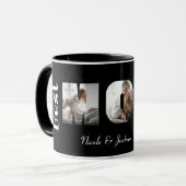 Moderne beste mam ooit 3 foto's collage zwart mok (Voorkant links)