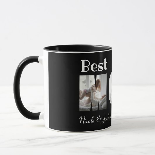 Moderne beste mam ooit 3 foto's collage zwart mok (Links)