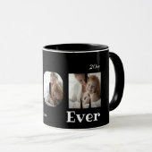 Moderne beste mam ooit 3 foto's collage zwart mok (Voorkant rechts)