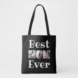Moderne beste mam ooit 6 foto's collage zwart tote bag