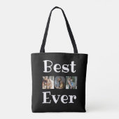 Moderne beste mam ooit 6 foto's collage zwart tote bag (Achterkant)