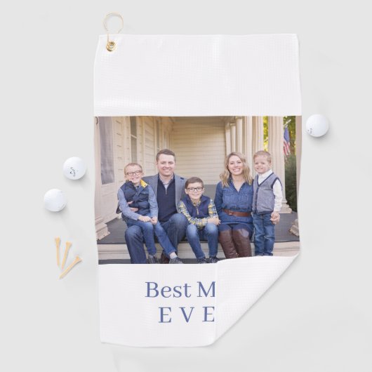 Moderne Beste Mam Ooit Foto Blauwe Golf Handdoek (Insitu)