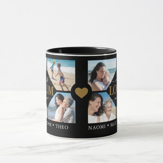 Moderne Beste Mam Ooit Fotocollage Namen Zwart Mok (Midden)