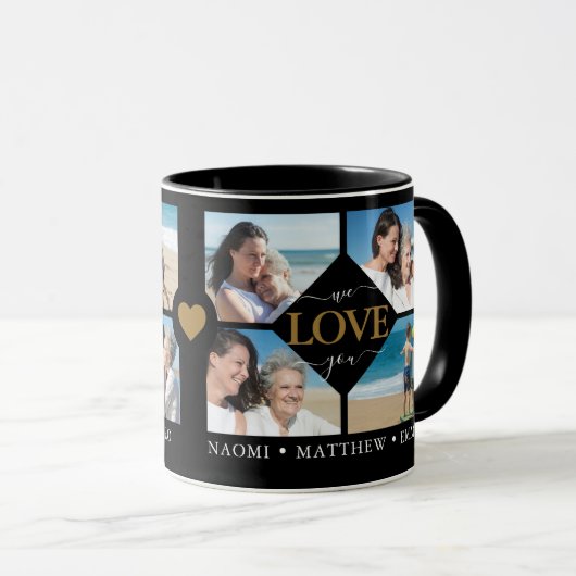 Moderne Beste Mam Ooit Fotocollage Namen Zwart Mok (Voorkant rechts)