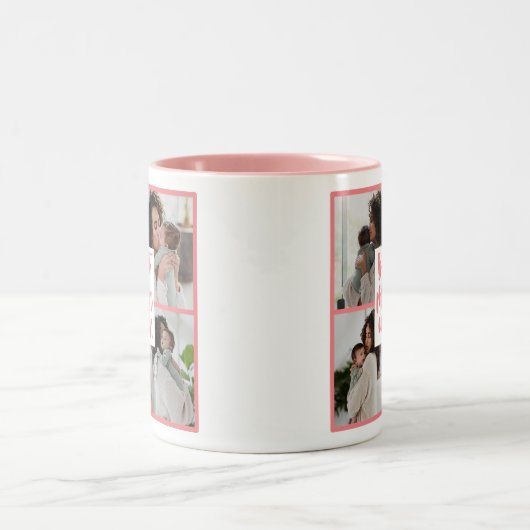 Moderne beste mam ooit hart foto | Donkerroze Tweekleurige Koffiemok (Center)