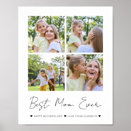 Moderne beste mam ooit Moederdag 4 Foto collage Poster (Voorkant)