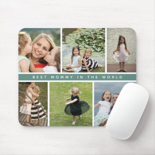 Moderne Beste Mama Fotocollage Muismat (Met muis)