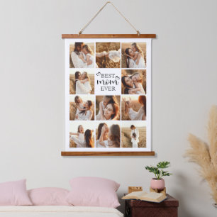 Moderne Beste Mama Ooit Instagram Fotocollage Hangend Wandkleed