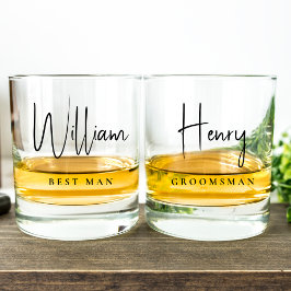 Moderne Beste Man Groomsman Bruiloft Whisky Glas